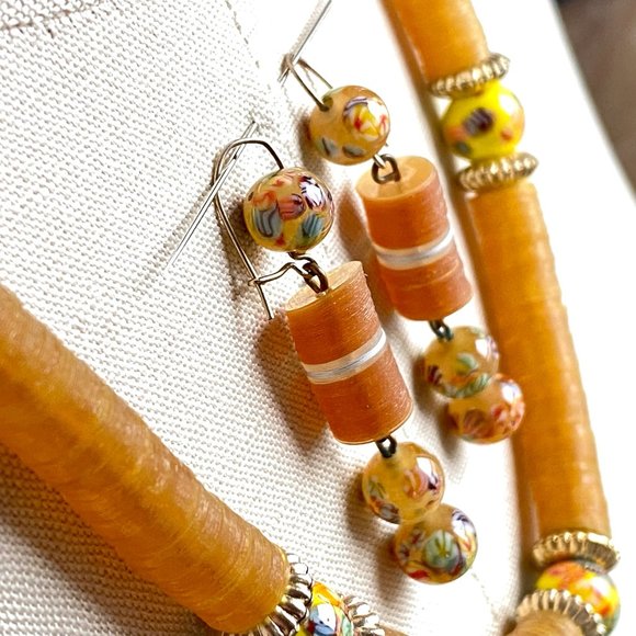 Japanese Lamp-work Bead and French Sequin Necklace & Earrings Set - Picture 5 of 9